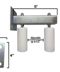 Adjustable 6 Inch White Gate Guide Rollers With Dual UHMW Nylon Bearings And Rear Post Bracket Mount For Heavy Duty Steel Sliding Gates