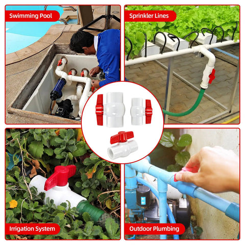 Ten Pack Three Quarters Inch PVC Ball Valves With T Handle SCH40 Threaded NPT Water Shut Off Control Valve for irrigation and pools