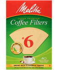 Unbleached Natural Brown Cone Coffee Filters Size Six, 40 Count Per Box, Fits Most 10 Cup Cone Brewers, Microfine Perforations