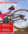 Red mountain bike on rocky terrain, showcasing 12 Pack Bicycle Rim Liner Strips Nylon 20mm Tape for 29 Inch 700C 26 Inch Mountain and Road Bikes, Heavy Duty Tire Rim Inner Tube Tape for Strong Seals and Long Lasting Durability.