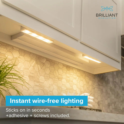 Two Pack Wireless LED Under Cabinet Lights Battery Operated Eight And A Half Inch Long Sixty Five Lumens Tap Light installed