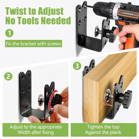 Installation steps for Twist To Lock Door Barricade Brackets, Heavy Duty Steel U Shaped Security Reinforcement, Rust Proof