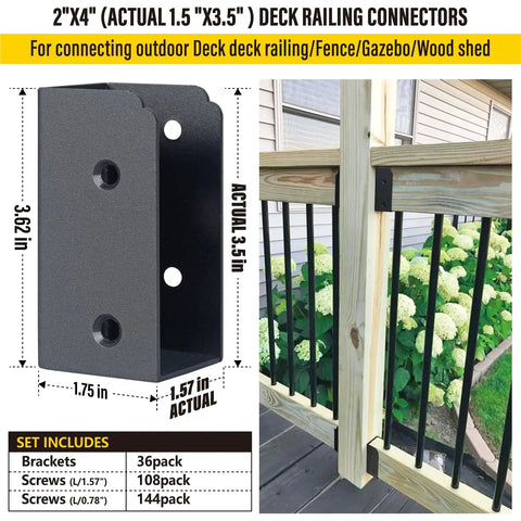 Top Shelf 201 Stainless Steel Deck Railing Connectors Built Like A Tank Heavy Duty 2 X 4 Actually 1.5 X 3.5 Inch hidden brackets for deck railing.