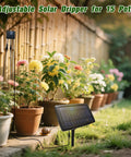 Solar Powered Drip Irrigation Kit With 12 Auto Timer Modes for outdoor gardens, watering 15 pots with solar panel