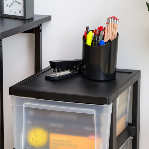 No Sweat Three Drawer Slim Storage Bin Pair For Dorm Or Home Office Tight Squeeze Space Saver With Clear Drawers And Matte Black Frame Usa Built Grab This Game Changing Stacker