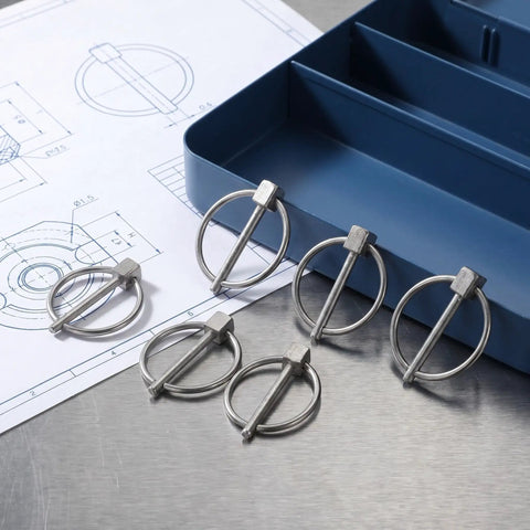 8Pc Stainless Steel Lynch Pin Set With Burrfree Round Pins For Safe Install And Beefy Fastening In Trucks Garden Tools Canoes And Boats Locking Safety Pins For Lawn Mowers Farm Equipment And Trailer Hitches on blueprint