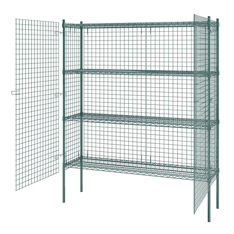 Rock Solid Commercial Grade Metal Wire Mesh Security Cage Kit With Green Epoxy Coating, 60x18x74 in storage cage