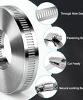 DIY Heavy Duty Adjustable Hose Clamp Kit 16 Ft With 304 Stainless Steel Clamps Strap And 10 Fasteners, showing clamp components.