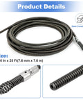 Straight Up Drain Cleaning Cable Sewer Snake FiveSixteen In By TwentyFive Ft Drop Head Auger Heavy Duty Replacement Machine Part showing steel construction and size details.