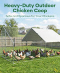 Heavy Duty Metal Chicken Coop With Lockable Door And Waterproof UV Cover, 20x10x6.5 Feet Yard for Chickens in backyard