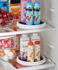 9 Inch Non Slip Pantry Cabinet Lazy Susan Turntable Set Of 2 Spinning Organizer For Kitchen Countertop Or Bathroom in a fridge
