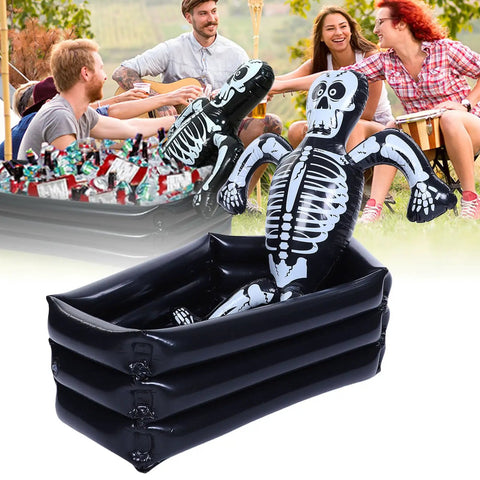 Skeleton Inflatable Cooler For Drinks With Large Capacity Ice Bucket, Spooky Party Decor for Backyard BBQs and Halloween Events