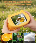 Super Cool 1000X Digital Microscope For Kids Handheld With 4K Display And 2MP Camera Portable Pocket Microscope STEM Educational Toy For Boys And Girls Ages 3 6 12 Yellow, 2.4-inch screen
