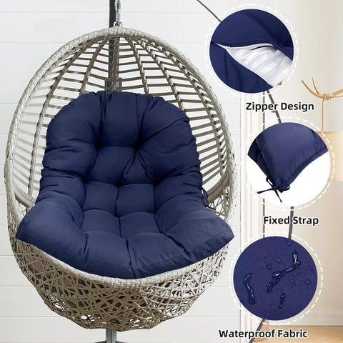 Outdoor Egg Chair Cushion With Ties Non Slip Waterproof U Shaped Replacement Cushions For Swing Egg Chair Hanging Basket Chair Dark Green 47 By 35 Inches Cozy Durable Weatherproof For Backyard Garden Oasis