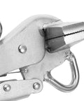 Close-up of Heavy Duty Auto Body Sheet Metal Repair Pliers with Adjustable Locking Welding Clamp for panel fastening and dent fixing.
