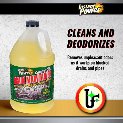 Commercial Drain Maintainer With Liquid Enzyme Clog Remover, Clears Grease Buildup, Deodorizes Drains, Keeps Pipes Flowing, Reduces Blockages, 1 Gallon bottle