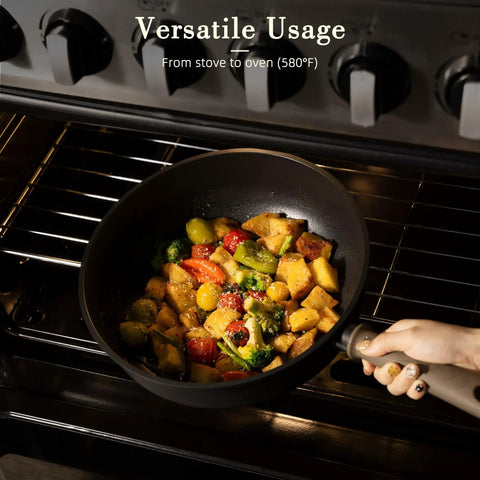Nonstick Titanium 19 Piece Pots And Pans Set For Induction Cooktops No Fuss Cleanup Non Toxic Healthy Kitchenware in oven