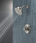 Nicoli 14 Series H2Okinetic Shower Faucet Set with brushed nickel finish includes shower head and handle, valve trim kit and shower valve