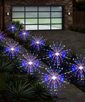 Solar Garden Firework Lights 6 Pack Waterproof Outdoor 120 LED Sparklers along driveway for night ambiance