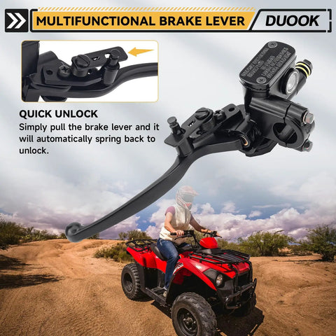 Seven Eighth Inch Universal Left Hydraulic Brake Lever Master Cylinder For 50cc To 250cc Scooters ATVs Dirt Bikes And Quads Beefy Aluminum Alloy Replacement Part Taotao Compatible