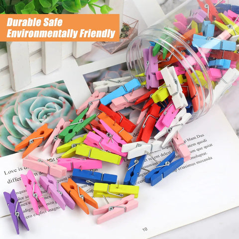 110 Piece Colorful Wooden Push Pin Tacks Featuring Spring Loaded Studs Keep Pics Flawless On Corkboards Bad Boys Stack For Office Vibes Home Crafts Sick Gallery Wall Setup, scattered colorful clips in jar.