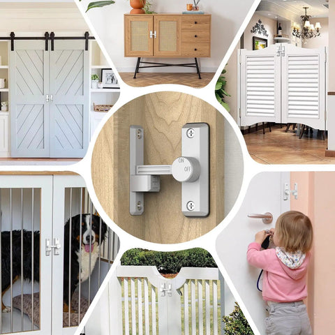 Heavy Duty Sliding Barn Door Lock And 90 Or 180 Degree Flip Latch In Sleek White Zinc Alloy, Rock Solid Security Hardware For Interior Doors Featuring No Fuss Setup And A Tight Grip, Pack Of Two Pieces Ready To Roll
