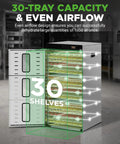 No Fuss 30 Tray Commercial Food Dehydrator featuring independent airflow zones and seamless touchscreen controls.