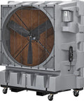 48 Inch Diameter Portable Evaporative Cooler With Direct Drive Motor And Wireless Remote Lcd Display Panel Heavy Duty design for cooling spaces.