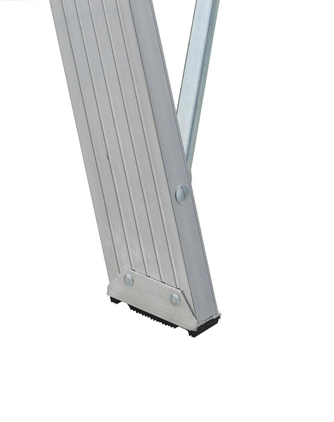 Lightweight Aluminum Sawhorse Step Ladder 3 Foot With 300 Pound Capacity Type IA Duty Rating Durable Build For Painting Drywall And General Home Projects, base detail