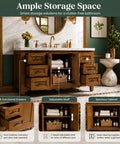 Modern Freestanding Bathroom Vanity With Sink And Ceramic Basin Built From Super Sturdy Solid Wood Featuring No Fuss Storage Cabinet Straight Out Of The Packaging with six drawers and adjustable shelf.