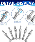 Six Pack Stainless Steel Pool Ladder Bolts And Nuts Replacement Kit For Above Ground Pools With Threaded Head Design