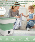 Portable Washing Machine Foldable Mini Washer With Spin Cycle Deep Cleaning Compact Laundry Setup No Sweat Daily Freshening For Tight Spots Dorms Apartments Rv Adventures And Weekend Getaways in use with laundry basket.