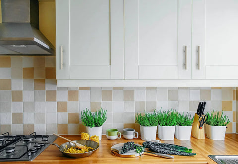 Modern kitchen with 30 Pack 6 Inch Cabinet Pulls In Brushed Nickel Stainless Steel For Kitchen Cupboards And Cabinets