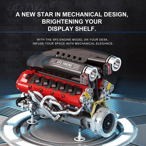 Working V12 Engine Model Kit For Adults A Fully Functional Mechanical Desk Model With Realistic Pistons And Crankshaft Motion A Cool Hands On Buildable Engine Toy For Car Enthusiasts And Education Gift, red and black desk model