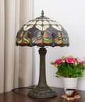 Red Tulip Tiffany Style Stained Glass Table Lamp With A 12 Inch Lampshade for bedside reading, desk, living spaces decor