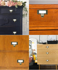 Antique Bronze Card Catalog Drawer Pulls Set Of 20 For File Cabinets Office Furniture Vintage Library Label Handles Installed