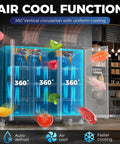 Real Deal Three Door Commercial Freezer 72 Inch Reach In Upright 54 Cubic Foot Capacity showcases air cool function and uniform cooling.