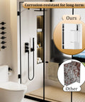 Durable Chrome Glass Shower Door Hinge For Frameless Bathroom Doors With 90 Degree Match Plus Heavy Duty Rubber Protectors overview in a modern bathroom