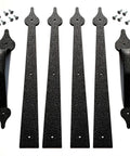 Bulletproof Garage Door Hardware Kit With Decorative Handle And Toughened Steel Hinges, four black hinges and screws for smooth damping.