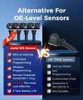 Set Of 4 MaxiTPMS Tire Pressure Sensors With 315MHz And 433MHz Snap In 1MX Rubber Stem vs OE Sensors graphic