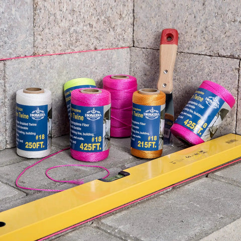 Fluorescent Pink Twisted Mason Line 425 Feet Size 18 Polypropylene Mason Line String for Masonry Jobs, construction layout