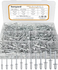 Aluminum Pop Rivets Kit With 525 Pcs Assorted Blind Rivets Set Dome Head Includes 3/32 1/8 5/32 3/16 1/4 Inch Sizes
