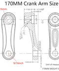 Diamond Hole Forged 6061 Alloy Bike Crank Arms For E Bikes 89Mm To 175Mm In 10 Size Options 170mm blueprint diagram
