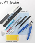 11 Piece Model Tools Kit For Hobbyists And Model Builders Pro Grade Craft Set with pliers, tweezers, blades, and cloth