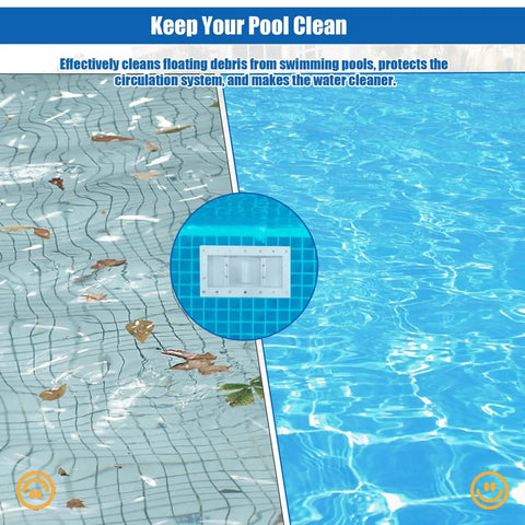 Wide Mouth Through Wall Skimmer Kit For Above Ground Pools Easy Install Debris Catcher Keeps Water Moving And Pool Clean Great For Quick Maintenance And Surface Debris Removal No Drama, showing pool cleaning effect