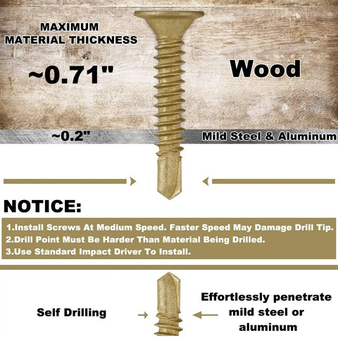 Beefy Bronze Wood To Metal Self Drilling Screws 10 16 Size One And A Quarter Inch Length with Torx Drive T25 in use instructions