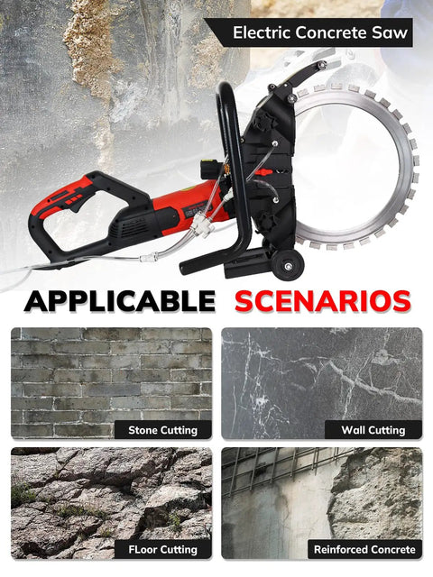 16-Inch Toroidal Electric Concrete Ring Saw 5500W Dry Wet Cutting With Water Pump Max Depth 11.8 Inch on concrete wall with scenarios