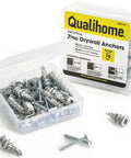 Zinc Self Drilling Drywall Anchors Kit With Screws, Heavy Duty Hollow Wall Anchors With Wide Screw Fins And Stainless Steel Screws