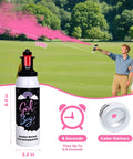 Hella Dope Gender Reveal Smoke Powder Spray Canister With Extended Range Eco Friendly Biodegradable Corn Starch Party Cloud For Boys Blue And Girls Pink Celebration Vibes used outdoors with pink smoke in the air.
