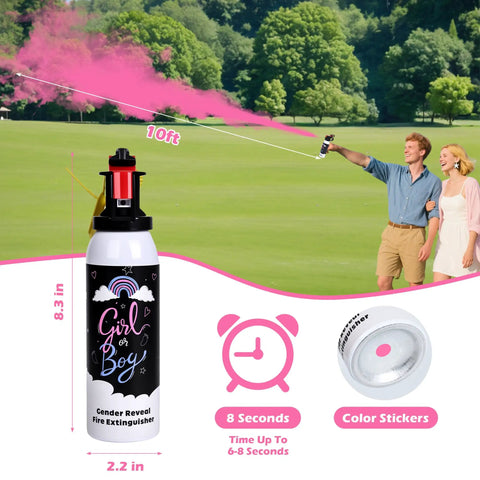 Hella Dope Gender Reveal Smoke Powder Spray Canister With Extended Range Eco Friendly Biodegradable Corn Starch Party Cloud For Boys Blue And Girls Pink Celebration Vibes used outdoors with pink smoke in the air.